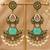 Gold oxidized pink green stone chandbali earrings