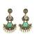 Gold oxidized pink green stone chandbali earrings