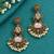 Gold oxidized pink stone chandbali earrings