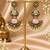 Gold oxidized pink stone chandbali earrings