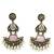 Gold oxidized pink stone chandbali earrings