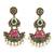 Gold oxidized red green stone chandbali earrings