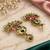 Gold oxidized red green stone chandbali earrings
