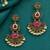 Gold oxidized red ruby stone chandbali earrings