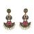 Gold oxidized red ruby stone chandbali earrings