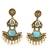 Gold oxidized sky blue stone chandbali earrings