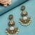 Gold oxidized white stone chandbali earrings