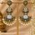 Gold oxidized white stone chandbali earrings