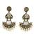 Gold oxidized white stone chandbali earrings