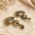 Gold oxidized white stone chandbali earrings
