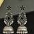 German silver bird motif black long dome jhumka earrings