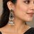 German silver bird motif black long dome jhumka earrings