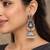 German silver bird motif clear long dome jhumka earrings