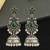 German silver bird motif green long dome jhumka earrings