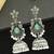 German silver bird motif mint long dome jhumka earrings