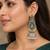 German silver bird motif mint long dome jhumka earrings