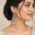 German silver bird motif pink green long dome jhumka earrings
