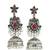 German silver bird motif red green long dome jhumka earrings