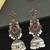 German silver bird motif red ruby long dome jhumka earrings