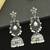 German silver bird motif white long dome jhumka earrings