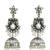 German silver bird motif white long dome jhumka earrings