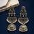 German silver crescent black long dome jhumka earrings