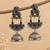 German silver crescent black long dome jhumka earrings