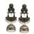 German silver crescent black long dome jhumka earrings