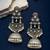 German silver crescent clear long dome jhumka earrings