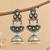 German silver crescent clear long dome jhumka earrings