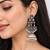 German silver crescent clear long dome jhumka earrings