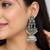 German silver crescent mint long dome jhumka earrings