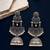 German silver crescent navy blue long dome jhumka earrings