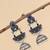 German silver crescent navy blue long dome jhumka earrings