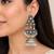 German silver crescent pink long dome jhumka earrings