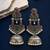 German silver crescent red green long dome jhumka earrings