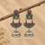 German silver crescent red green long dome jhumka earrings