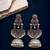 German silver crescent red reby long dome jhumka earrings