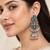German silver crescent sky blue long dome jhumka earrings