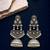 German silver crescent white long dome jhumka earrings