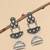 German silver crescent white long dome jhumka earrings
