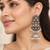 German silver crescent white long dome jhumka earrings