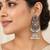 German silver crescent wine long dome jhumka earrings