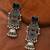German silver geometric black long jhumka earrings