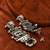 German silver geometric black long jhumka earrings