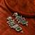 German silver geometric green long jhumka earrings