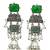 German silver geometric green long jhumka earrings