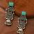 German silver geometric mint long jhumka earrings