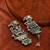 German silver geometric mint long jhumka earrings