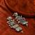 German silver geometric pink green long jhumka earrings